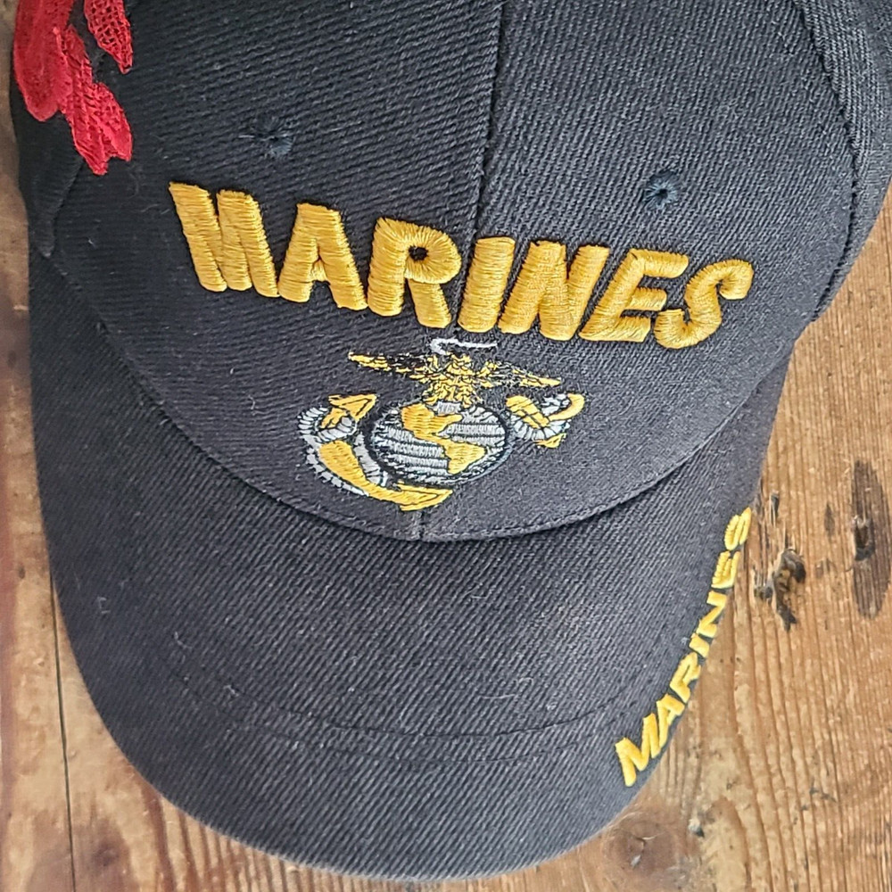 US Marines Theme Baseball Cap Adjustable JWM Acrylic Black