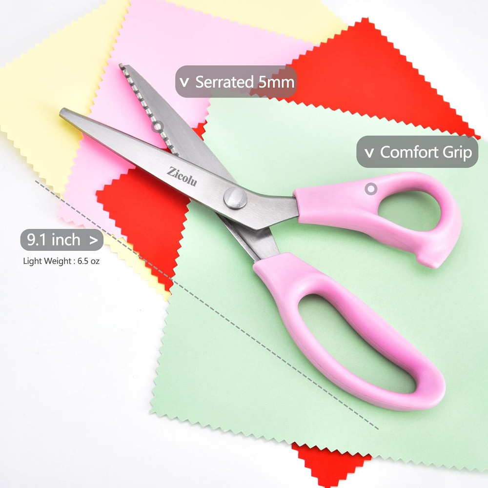 Sewing Pinking Shears for Fabric Cutting, 9" Zig Zag Scissors for Lace Wig, Craf