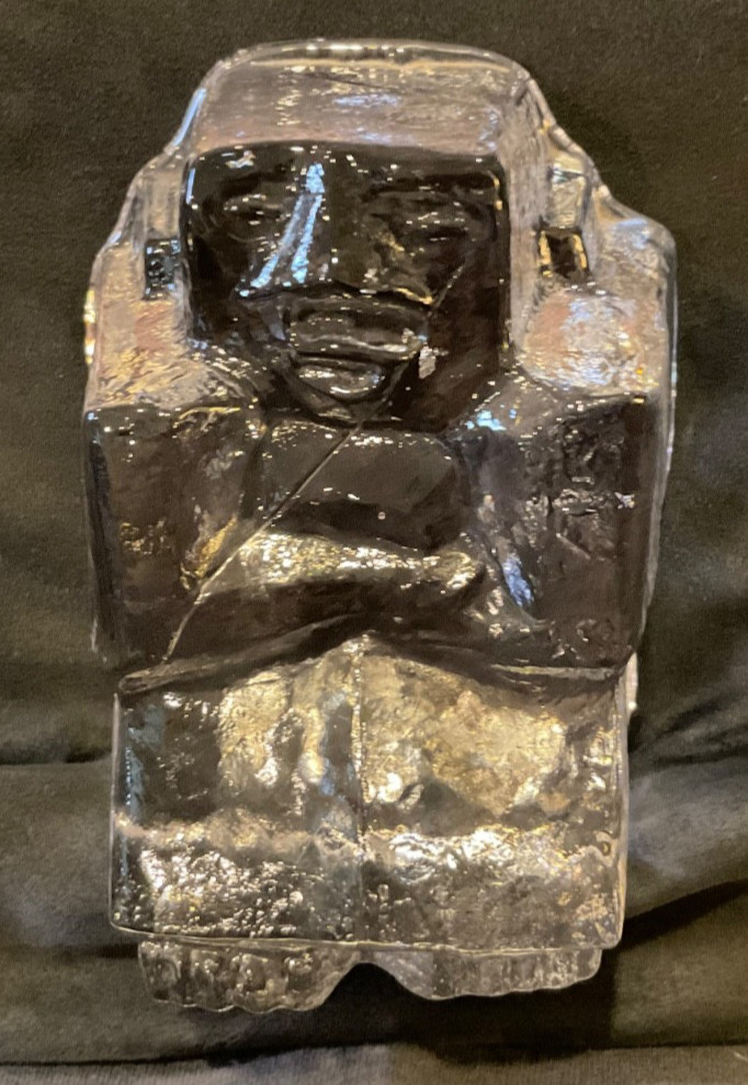 ERIK HÖGLUND Ice Man Glass Sculpture for Boda Kosta, Sweden. Signed Boda H1074.