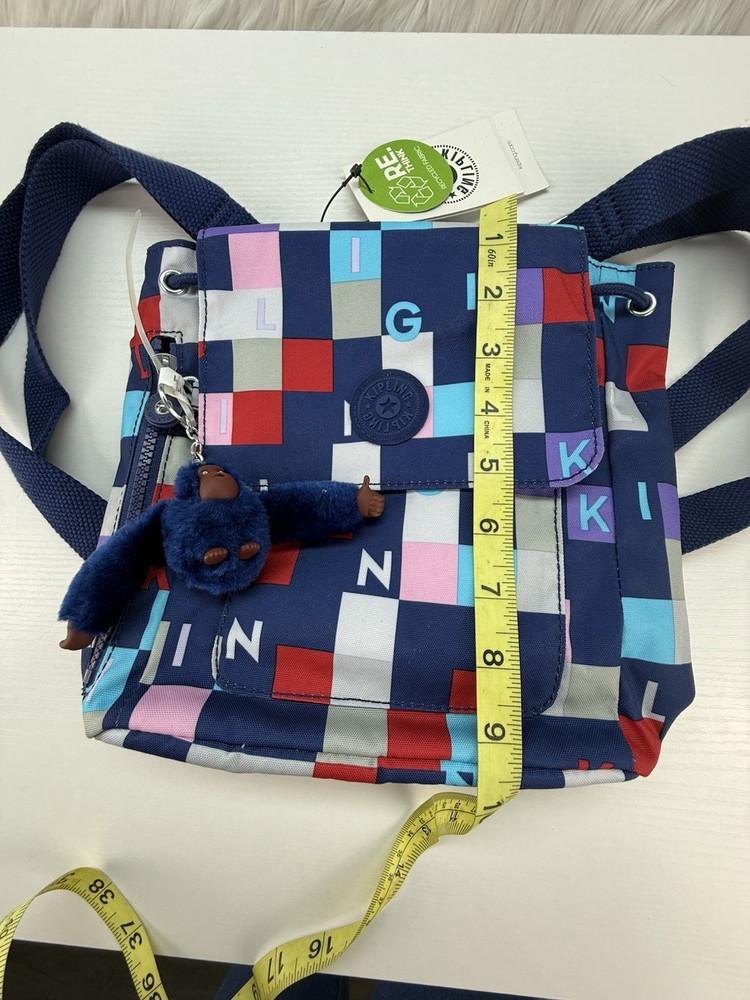 Kipling Kaylin Mini Backpack NWT Multicolor Kipling Cubed Monkey Charm