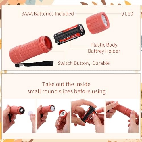 Pack 9-LED Small Mini Flashlight Set Plastic Handheld Flashlights with 30