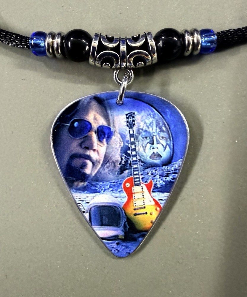 Handmade KISS Ace Frehley Tribute aluminum Guitar Pick Necklace