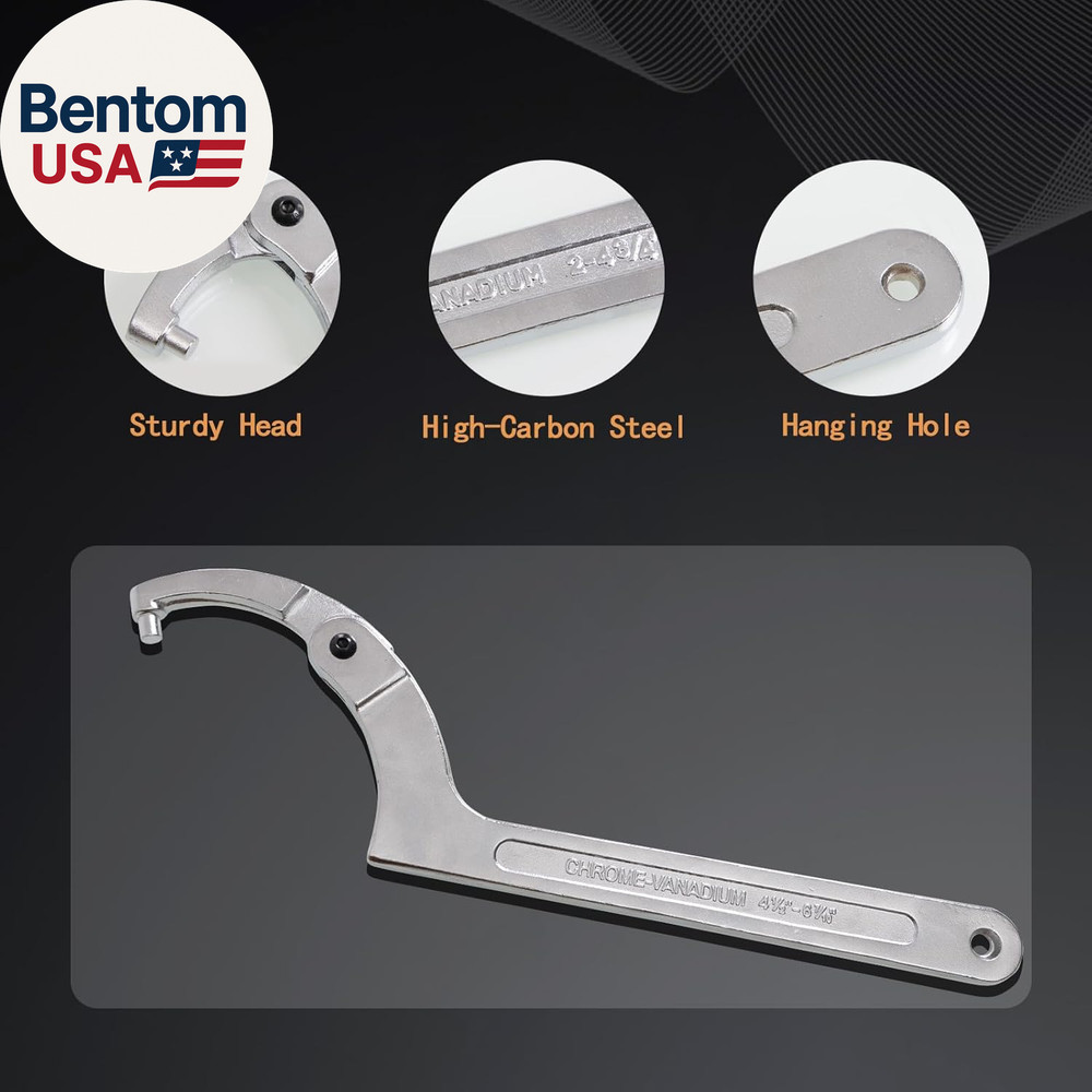 12Pcs Adjustable Spanner Wrench Sets with Replaceable Head, C-Shape Pin Hook Wre