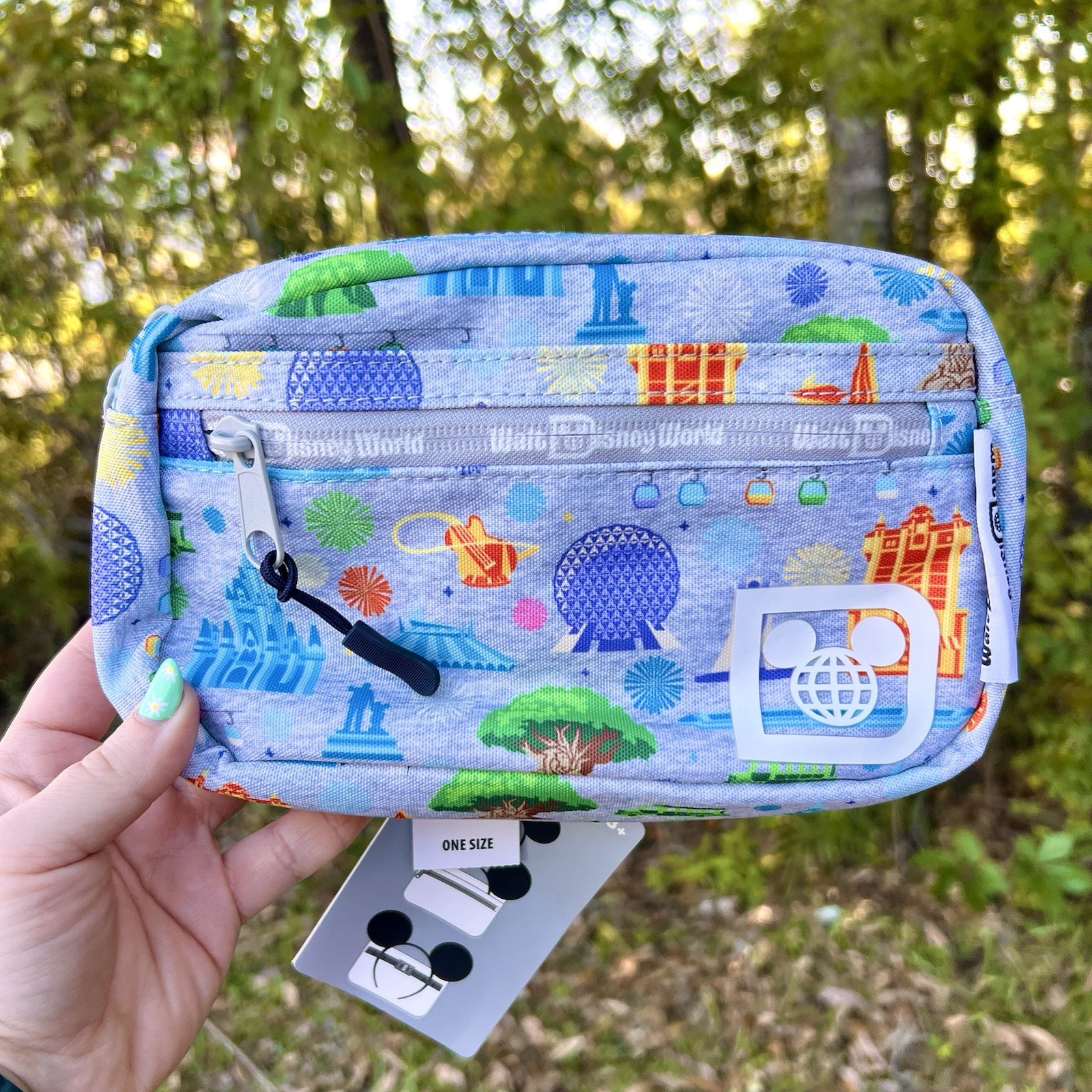 Disney Parks WDW Four Park Icons Belt Bag Fanny Pack W/ Headband Ear Holder NEW