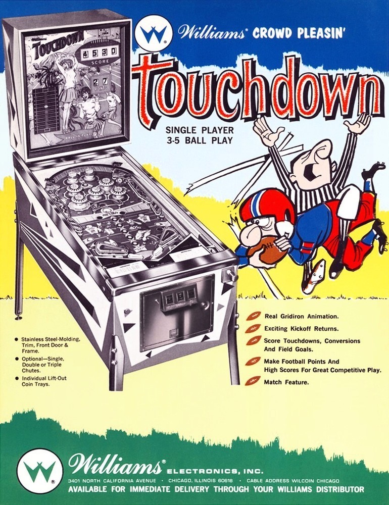 1967 Williams Touchdown Pinball Machine Rubber Ring Kit