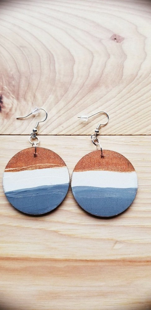 Blur Abstract Grey Copper Earrings