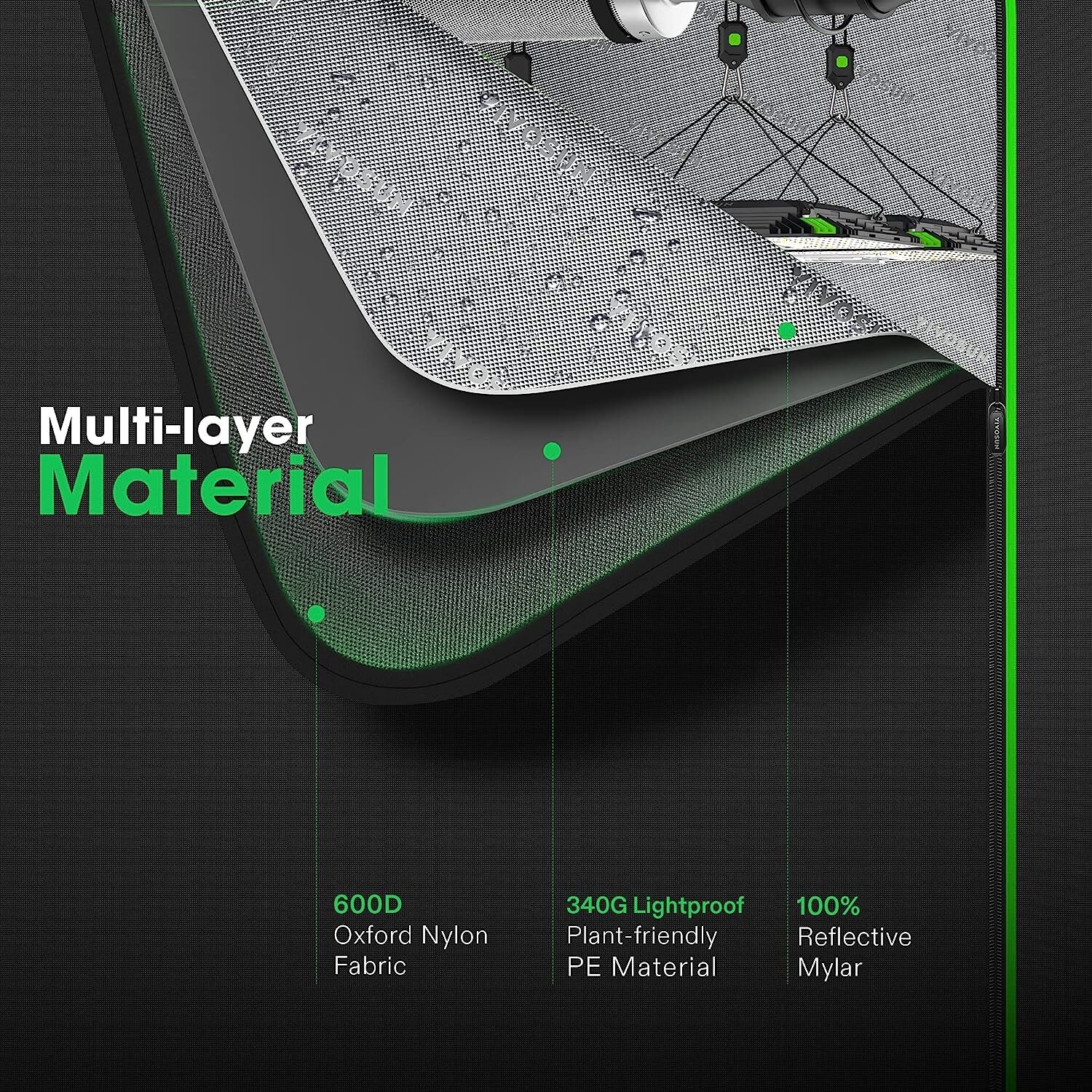 VIVOSUN 2x2 Complete Grow Tent Kit VS1000 LED Grow Light 4" Air Ventilation Kit