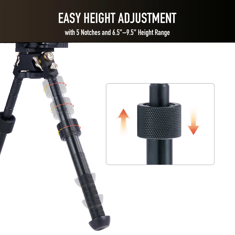 Rifle Bipod Quick Detach Mount 6.5-9.5" Adjustable for Picatinny Rail