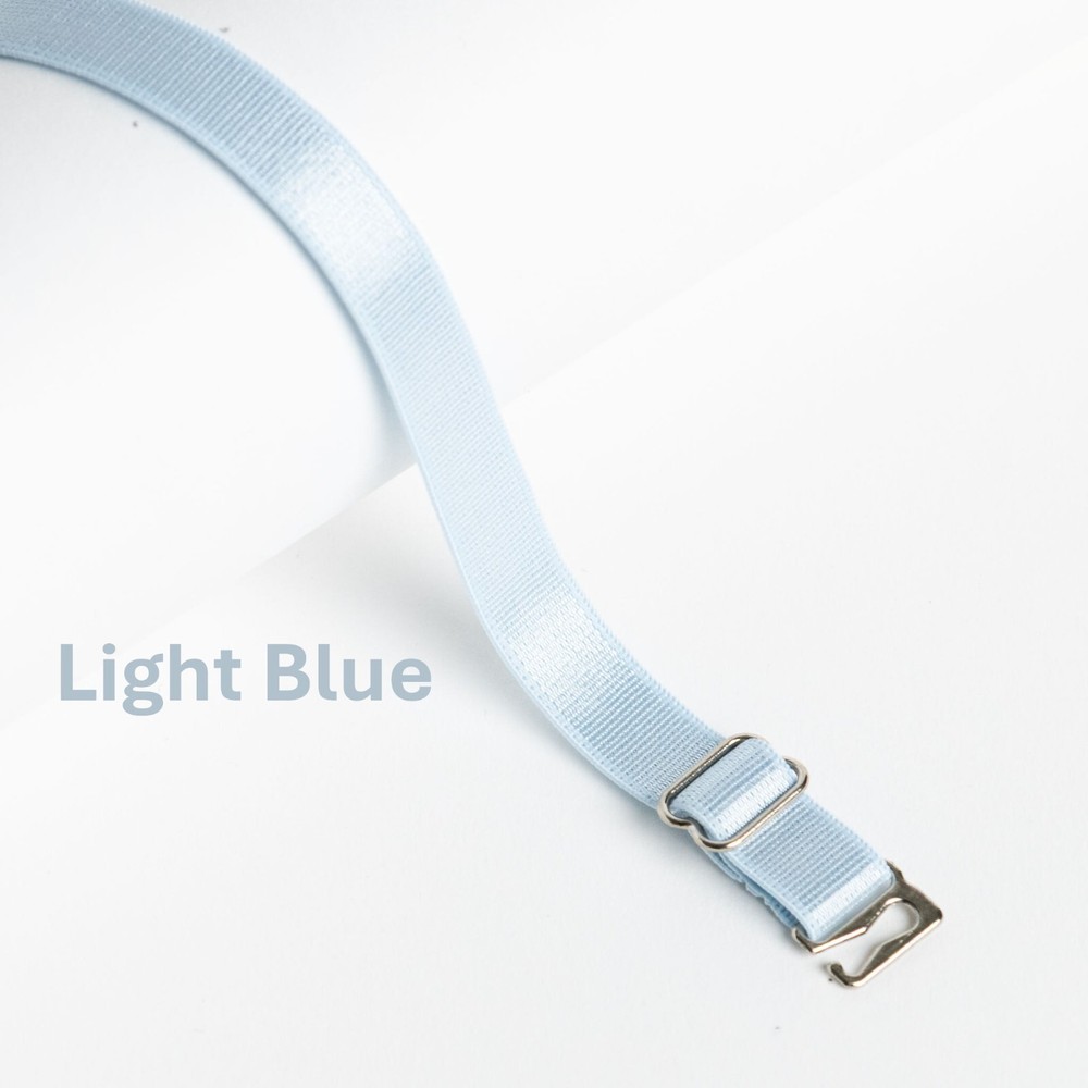 LIGHT BLUE REPLACEMENT BRA STRAPS - ADJUSTABLE - (SIL) - 1CM WIDE