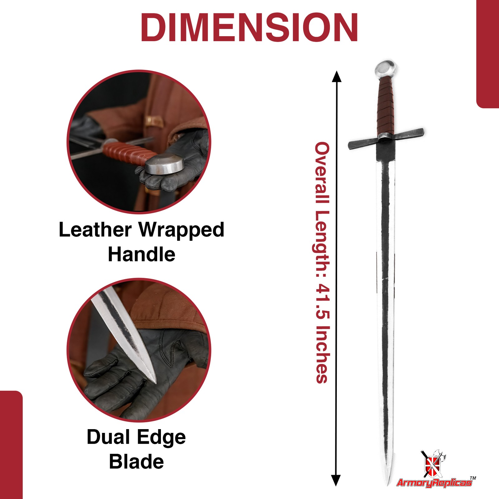 Castle in Knight Medieval Sword 1095 Carbon Steel Dual Tone Blade w/ Sheath