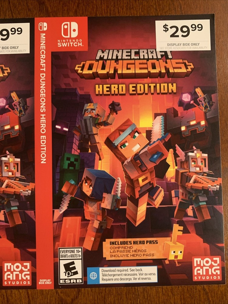 Minecraft Dungeons Hero Nintendo Switch - Authentic- RARE - Display Box Only