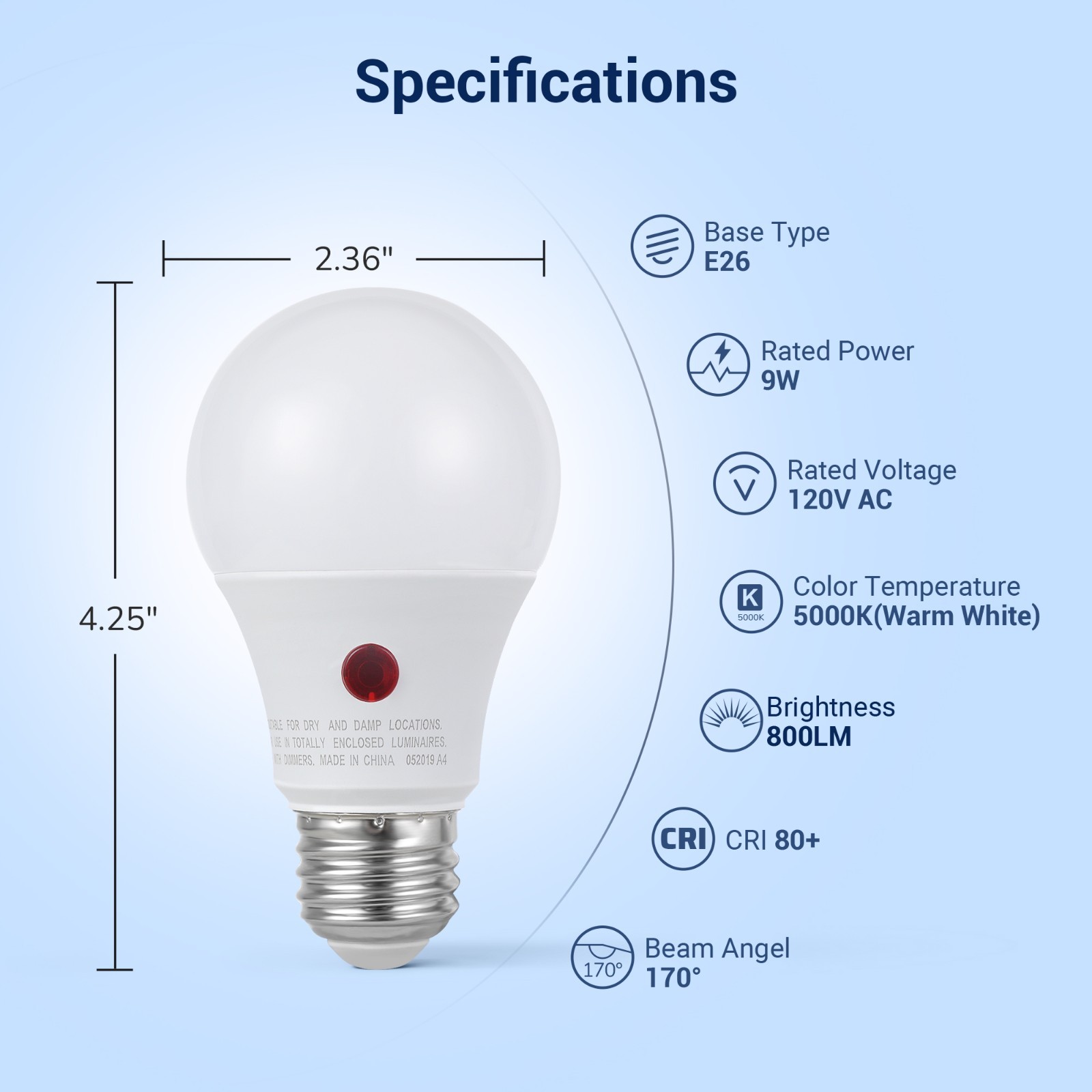 DEWENWILS Dusk to Dawn Light Bulb 4-Pack A19 Outdoor Sensor Auto On/Off LED
