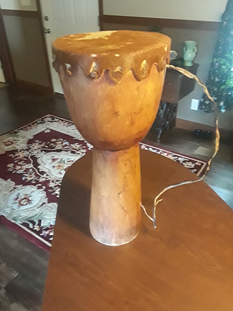 Authenic 17.5" × 8" Handmade South African Bongo Drum (Strap now broken)