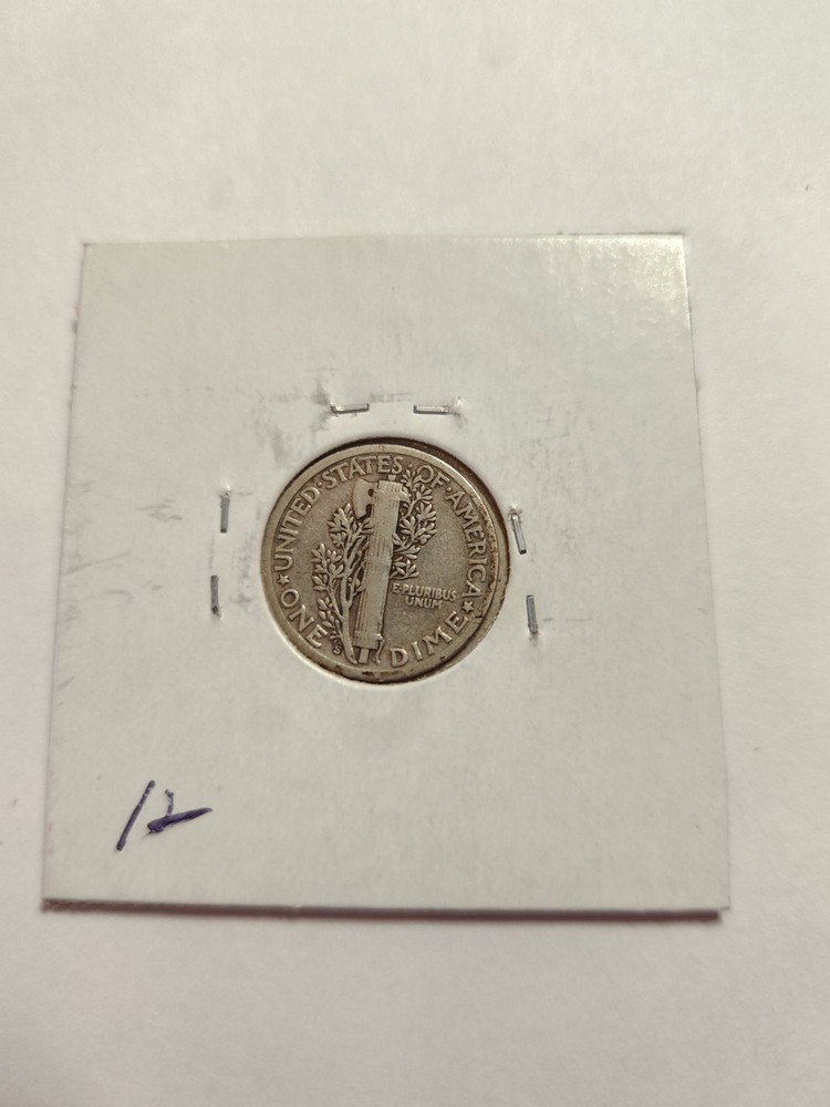 1924 S HIGHER GRADE NICE ROTATED REVERSE 90% SILVER MERCURY DIME
