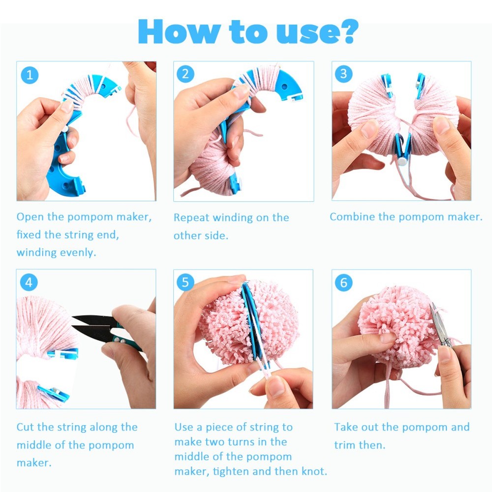 Needle Craft Pompom Set Knitting Maker Pompoms Fluff Ball Makers