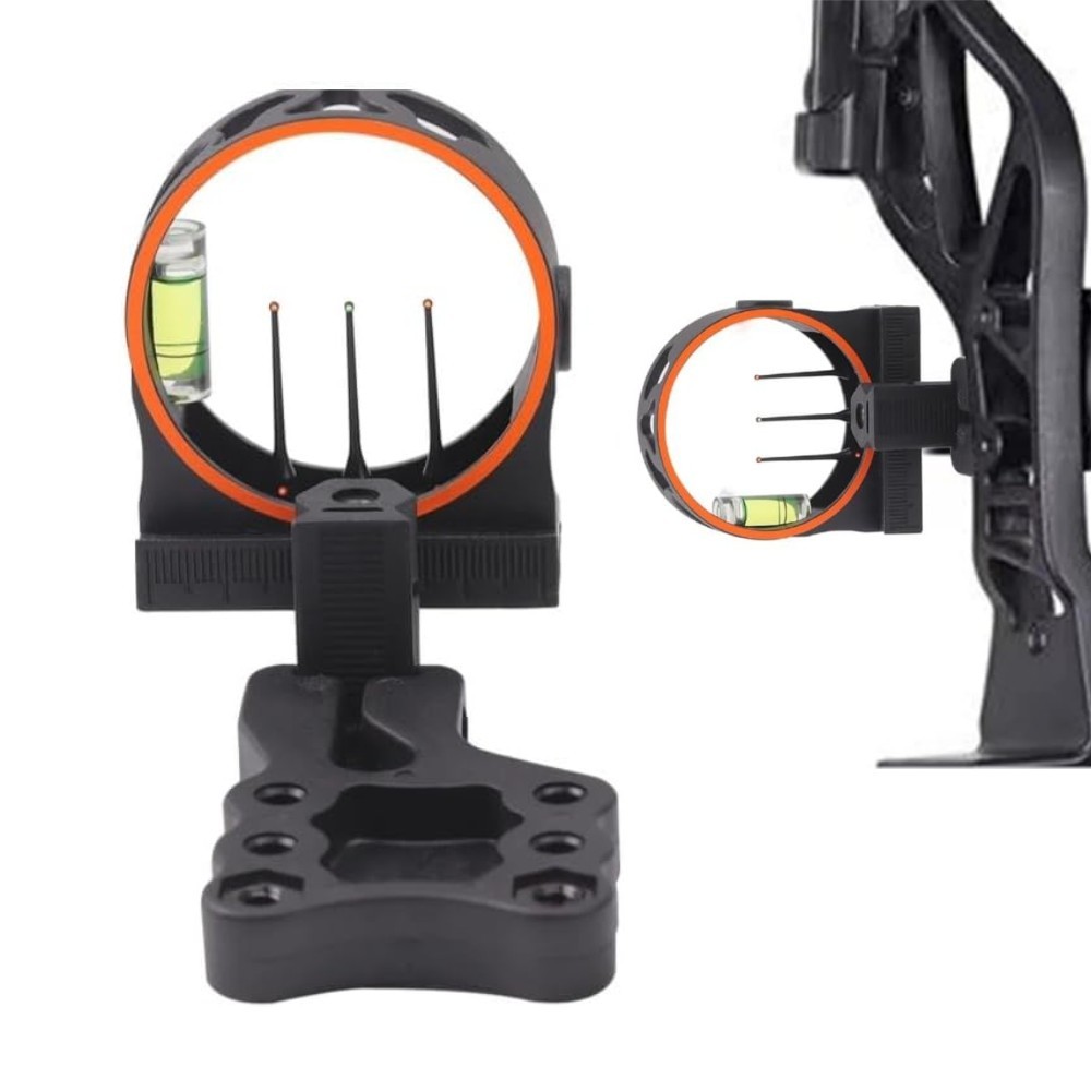 3 Pin Adjustable Archery Bow Sight with Level Bubble for Compound Recurve Bow