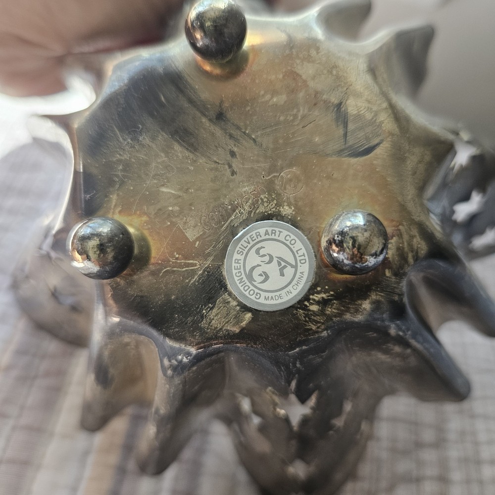 Vintage Godinger Silver Plated Star Design Cut Outs Candle Holder/Trinket Dish