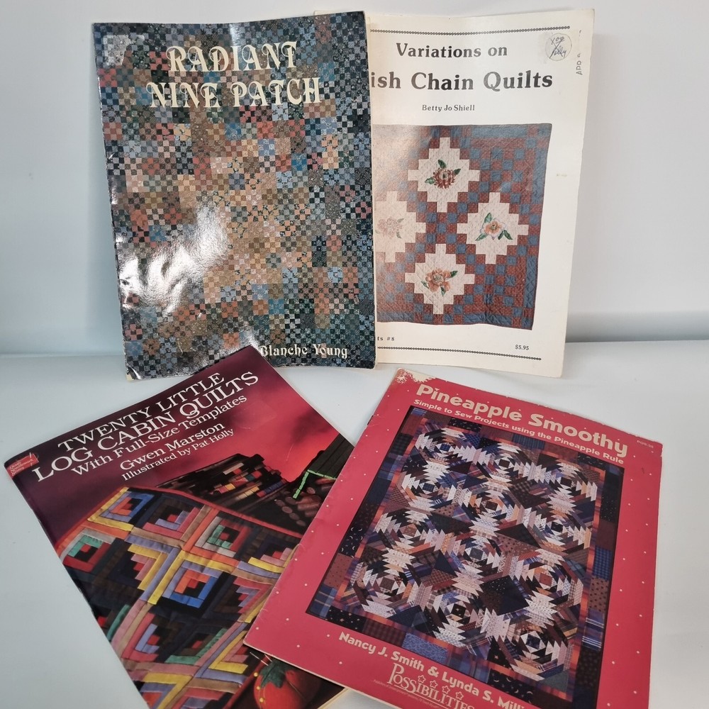 Lot 4 Quilt Book Pattern Instruction Pineapple  Log Cabin Irish Chain Nine Patch
