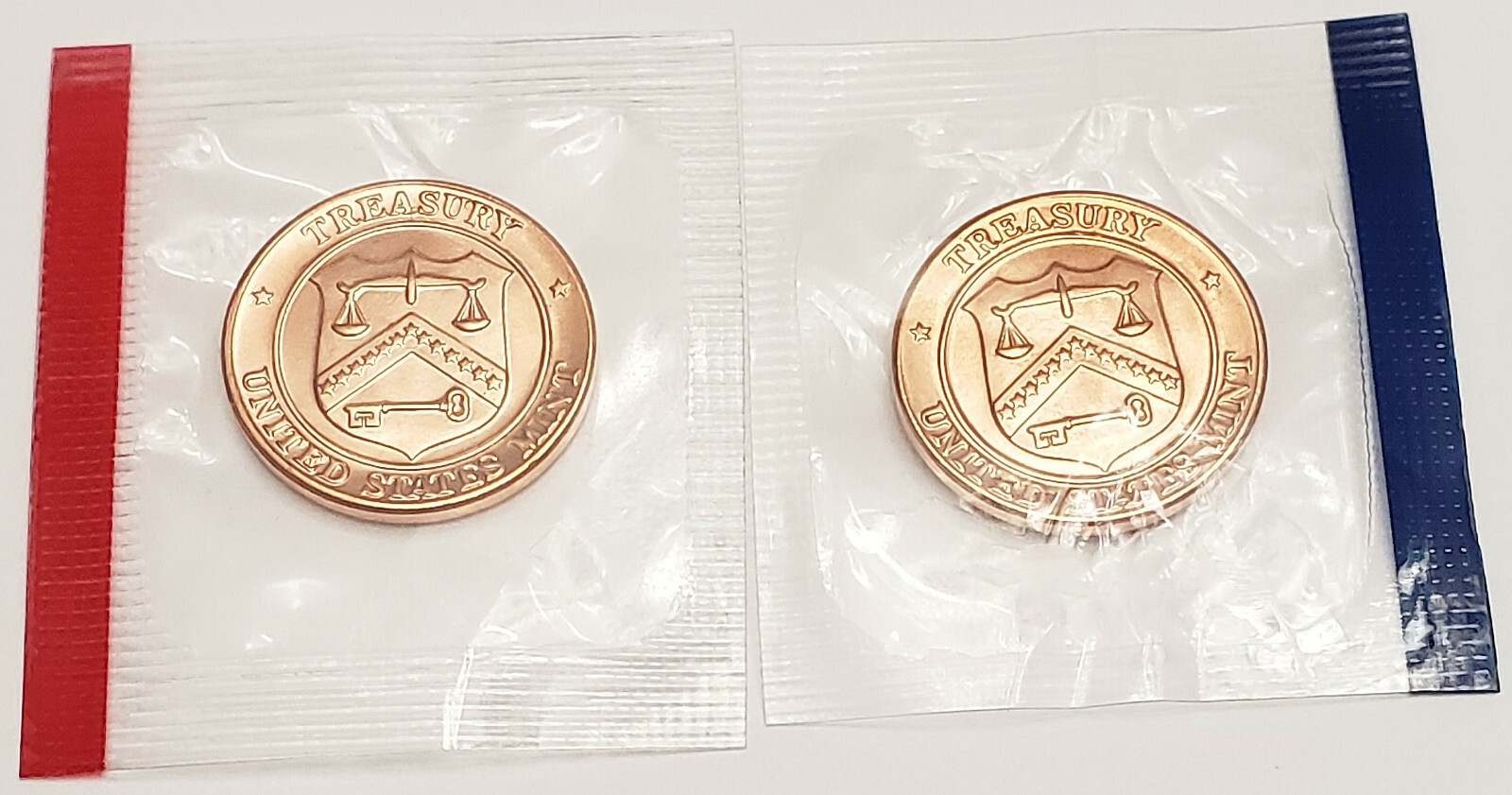 P & D US TREASURY *BRASS* MINT TOKEN SET   *IN MINT CELLO*   **FREE SHIPPING**