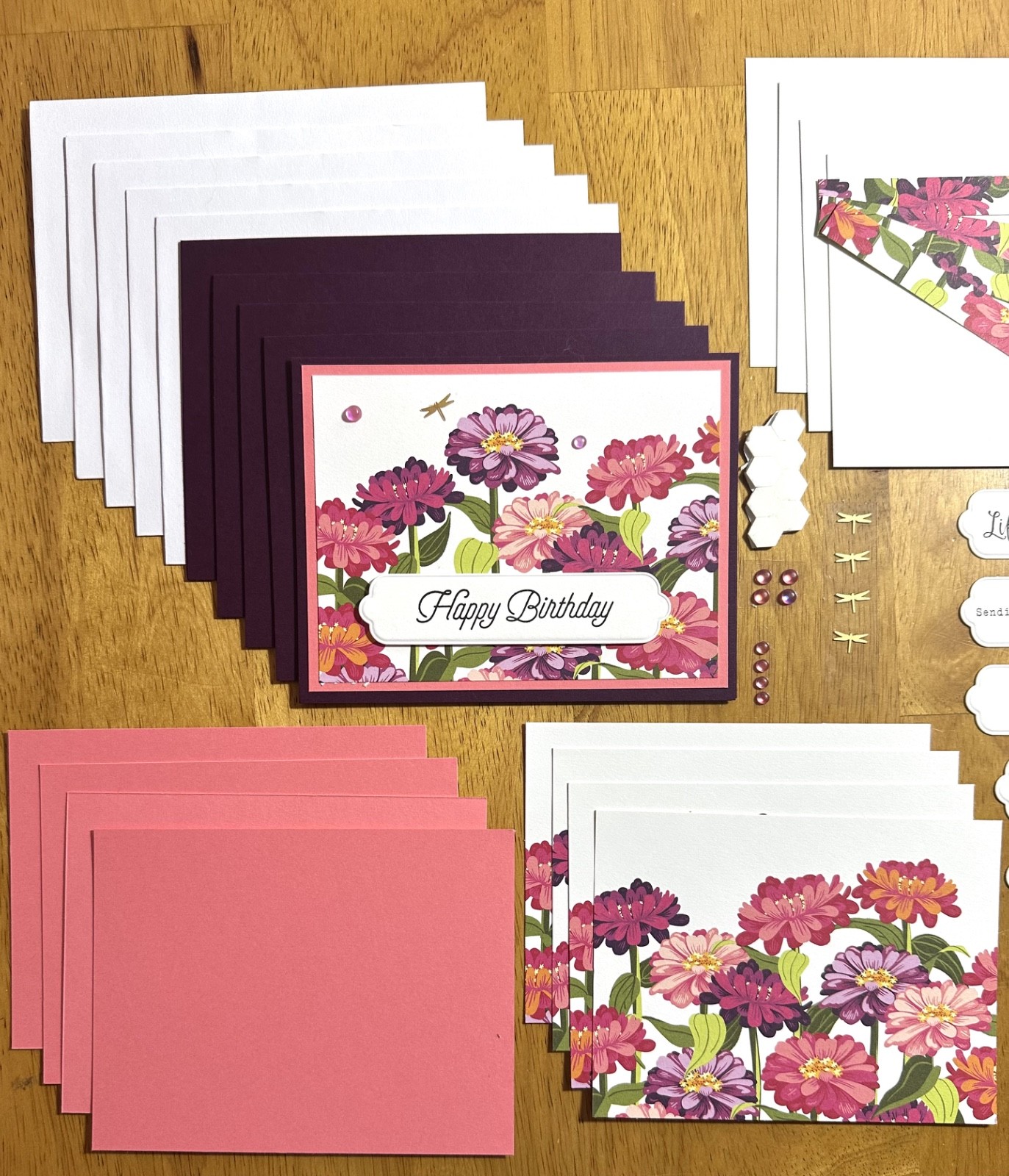 Stampin’ Up! Zinnias Sentiment Variety Card Kit-Set of 5, DSP, Dragonflies, Dots