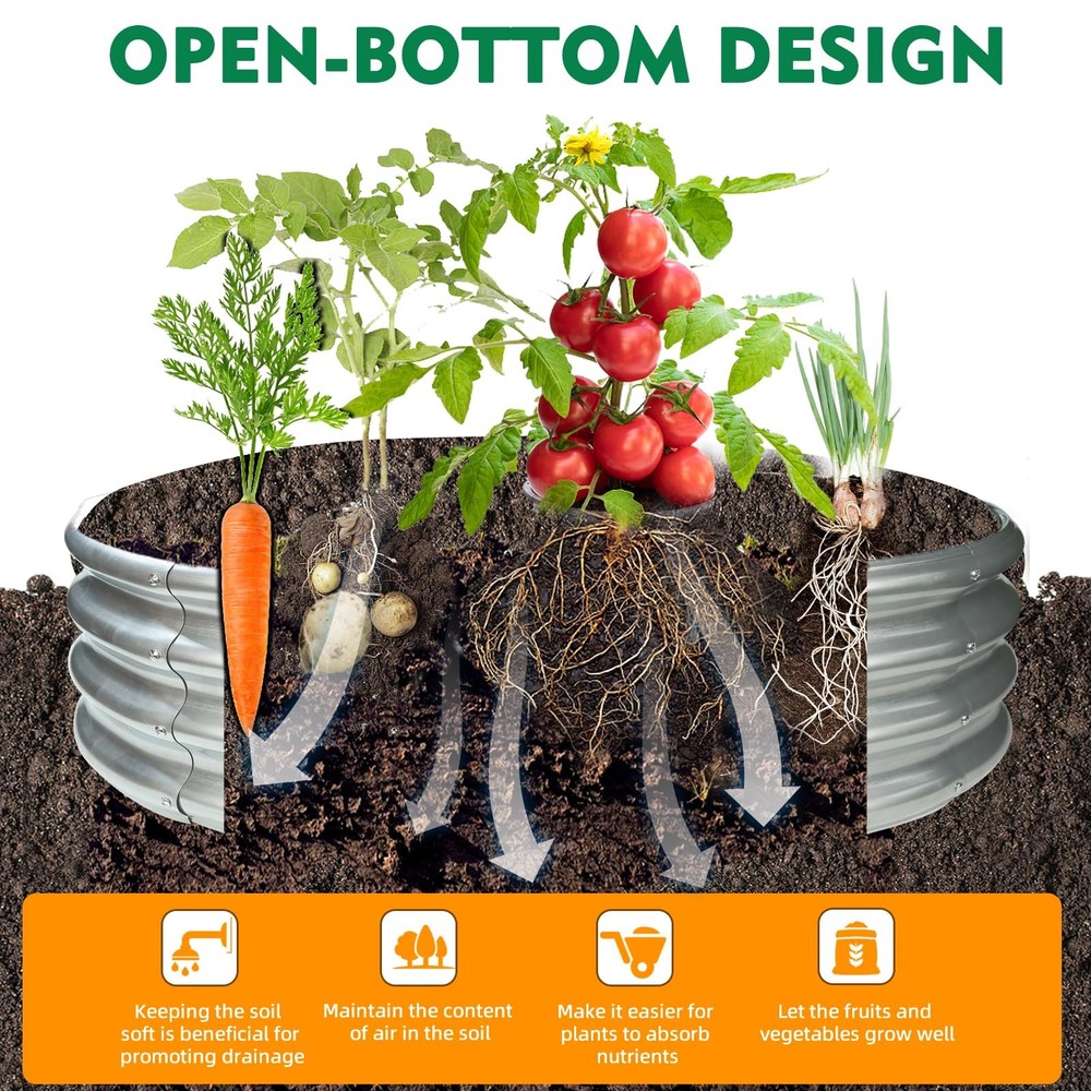 3FT Diameter Camp Fire Ring Pit, Large Round Galvanized Steel Fire Pit, Heavy...