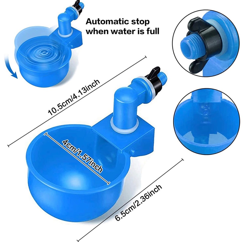 6 PCS Automatic Water Cups Poultry Drinker Waterer Chicken Duck Quail Drinking