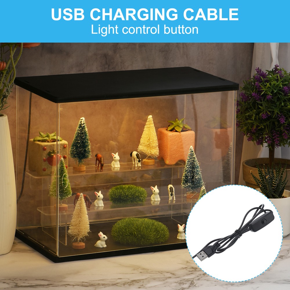 3 Tier Acrylic Display Case Transparent Dustproof Showcase Display Boxes