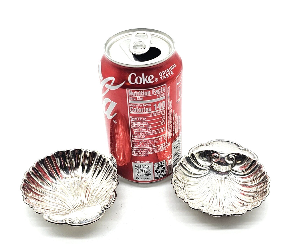 2 Crescent Silverware Co. Scalloped Trinket Sauce Dishes Silver Plated 3" x 3.5"