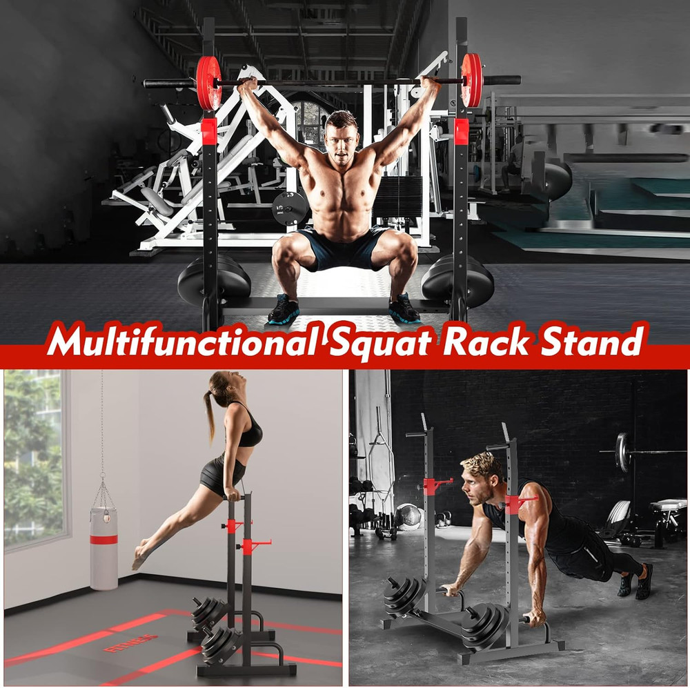 Adjustable Squat Rack, Barbell Rack, Bench Press 550 LBS Max Load Multi-Function