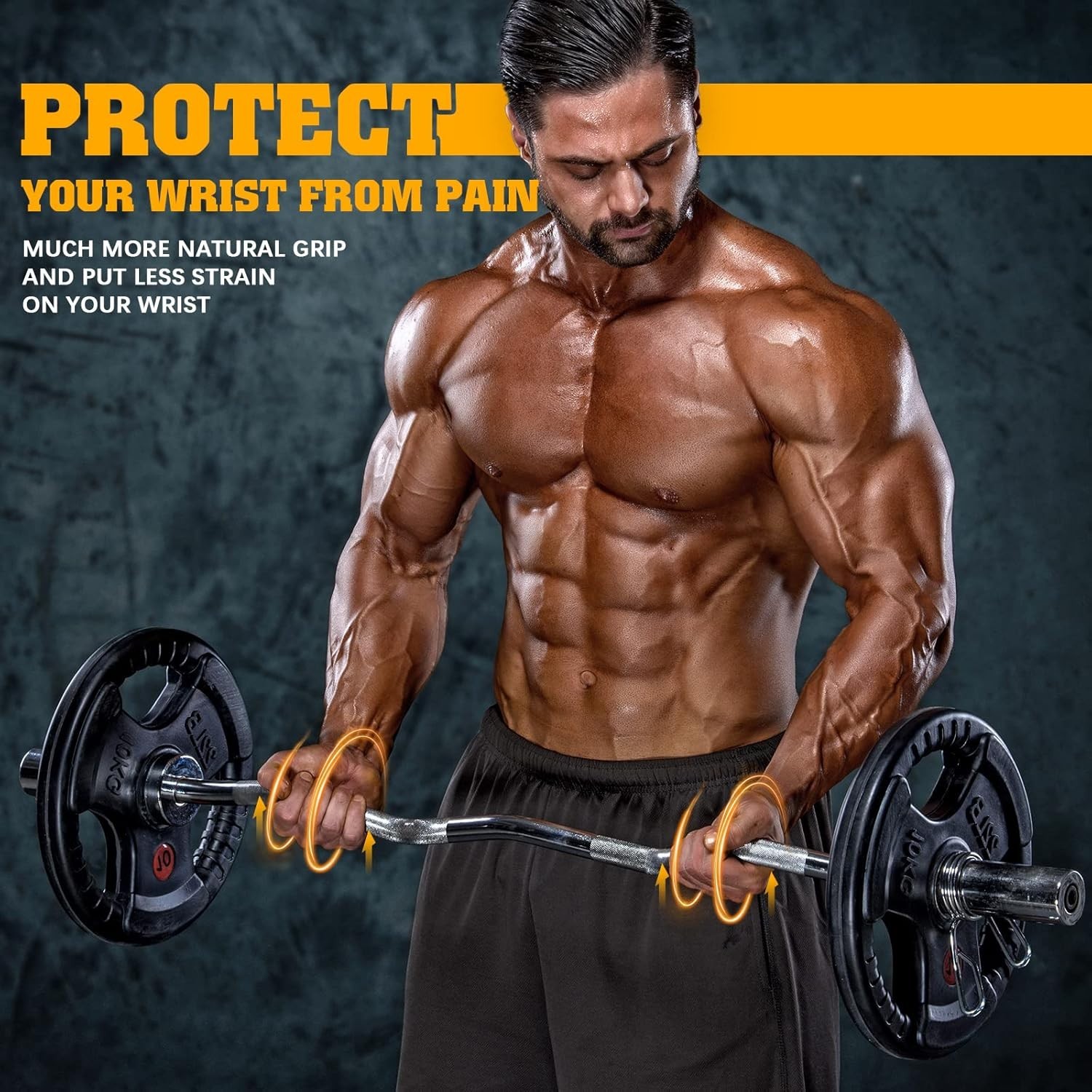 Barbell Curl Bar for Squat, Weight Lifting, Bicep Curl, 47" Olympic EZ Curl Bar