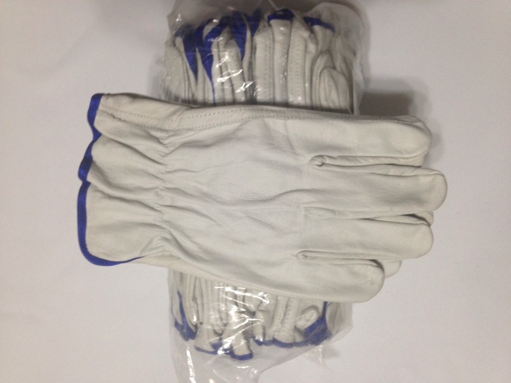 12 Pair Pack Cow Hide Grain Leather Driver, work ,safety golves Size (L)