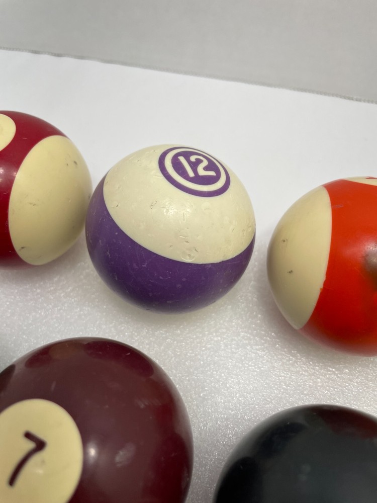 Vtg Standard Pool Table Ball Set Complete Mix Set With Two Cue Balls/Shift Knobs