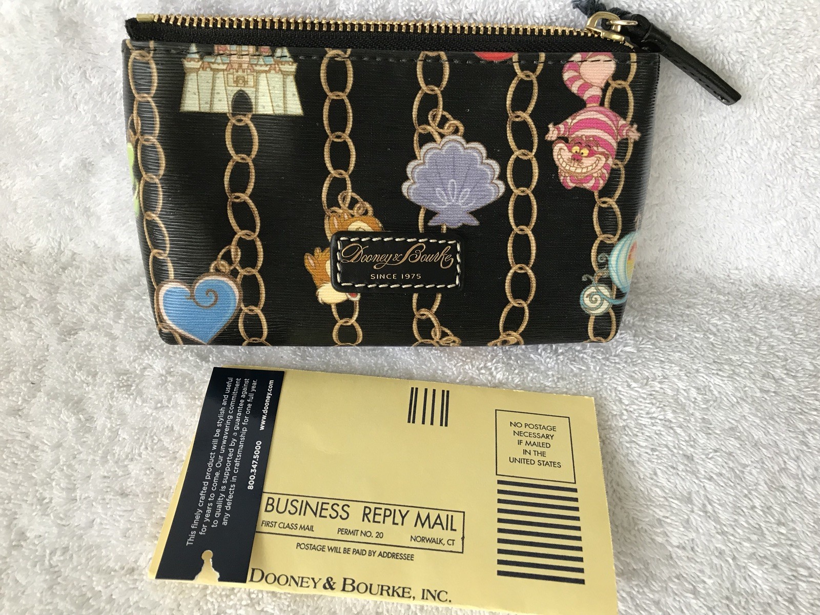 Disney Dooney and & Bourke Black Charms Cosmetic Bag Cheshire Castle Carriage