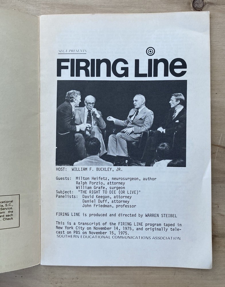 Firing Line Playbook Script Transcript by Warren Steibel 1975 Booklet