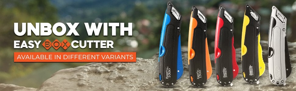 Easy Cut Safety Box Cutter Knife Easycut tool for work cutting Yellow 2000N