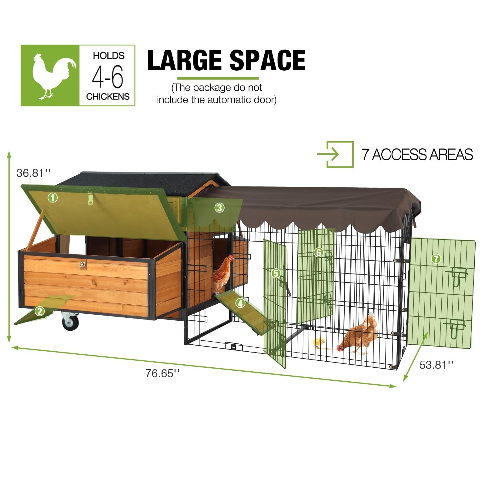 Chicken Coop with Run Large Hen House on Wheels Chicken House