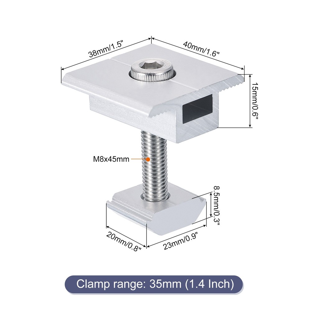 12Pcs 35mm Solar Panel Middle Clamp Mid Clips for Mounting
