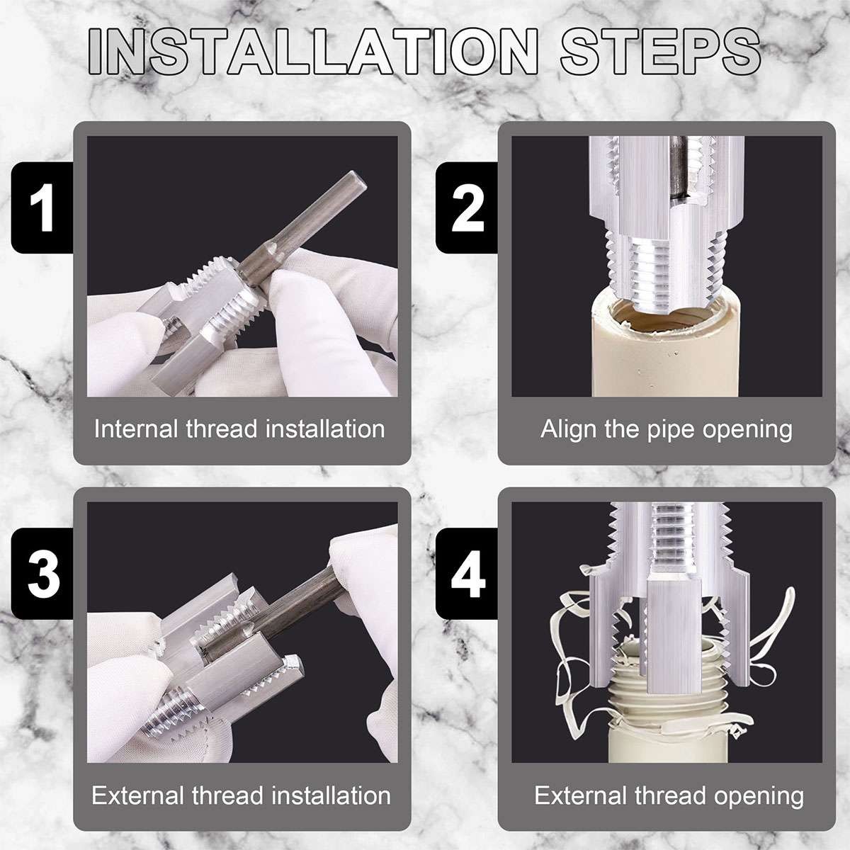 2-in-1 Pipe Threading Tool, Internal & External for 1/2" & 3/4" Water Pipe