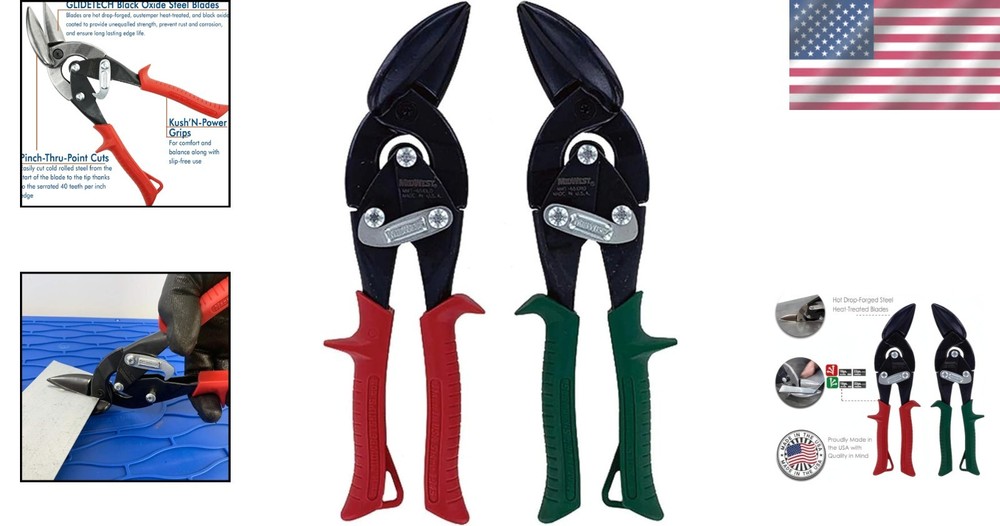 Ambidextrous Offset Aviation Snips - Rust-Resistant Cutting Shears