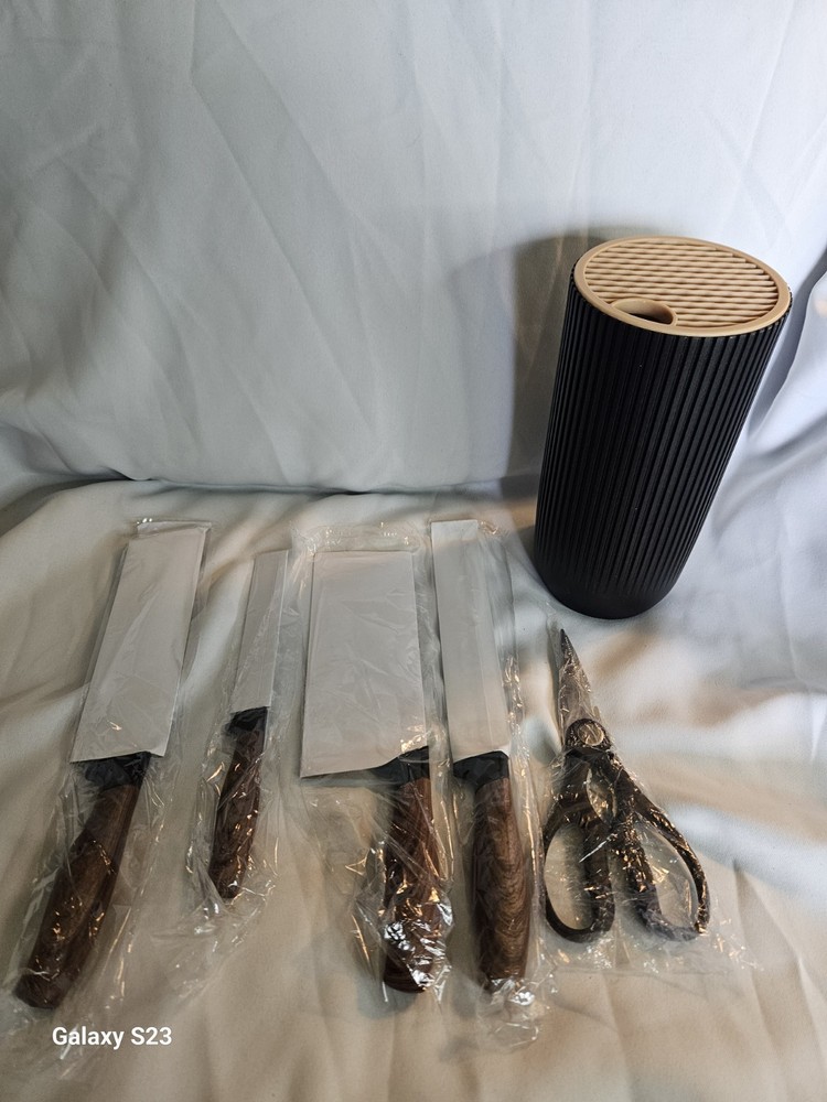 5pc Knife Set With Storage Black