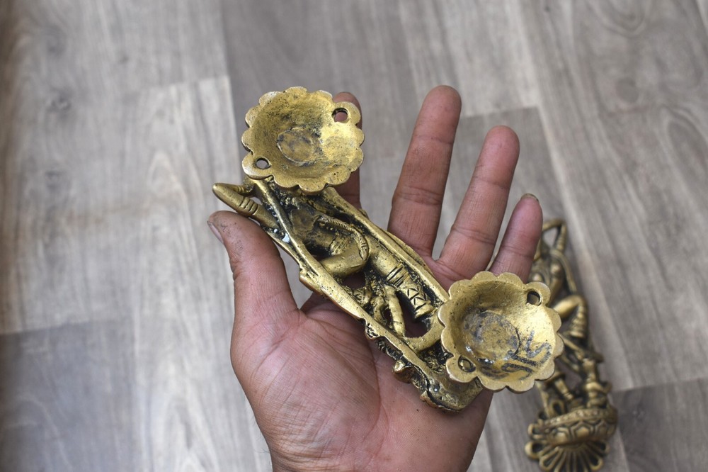Vintage Victorian Dancing Lady Figure Door Gate Handle Cast Brass Pulls pair