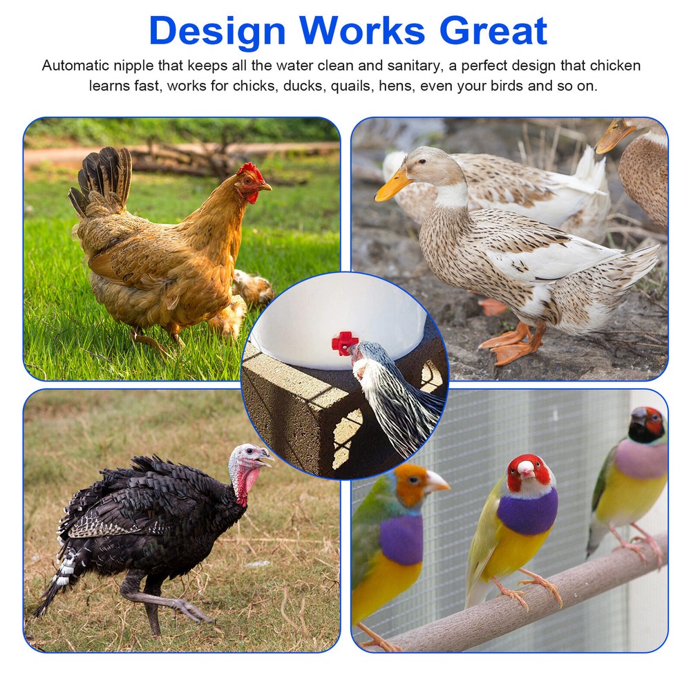 20Pcs Poultry Nipples Water Drinking Device Chicken Hen Quail Automatic Drinker