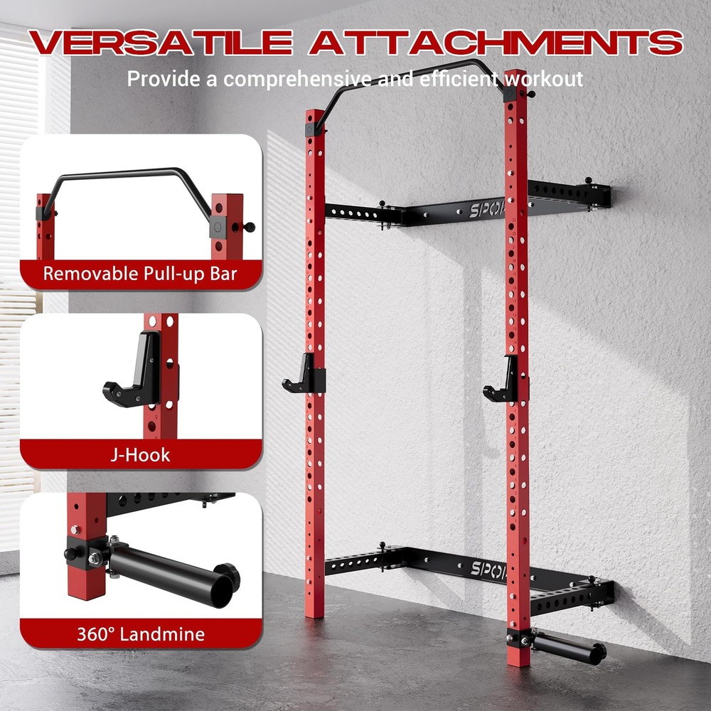 1000LBS Foldable Wall Mounted Squat Rack Strength Training Workout for Home Gym