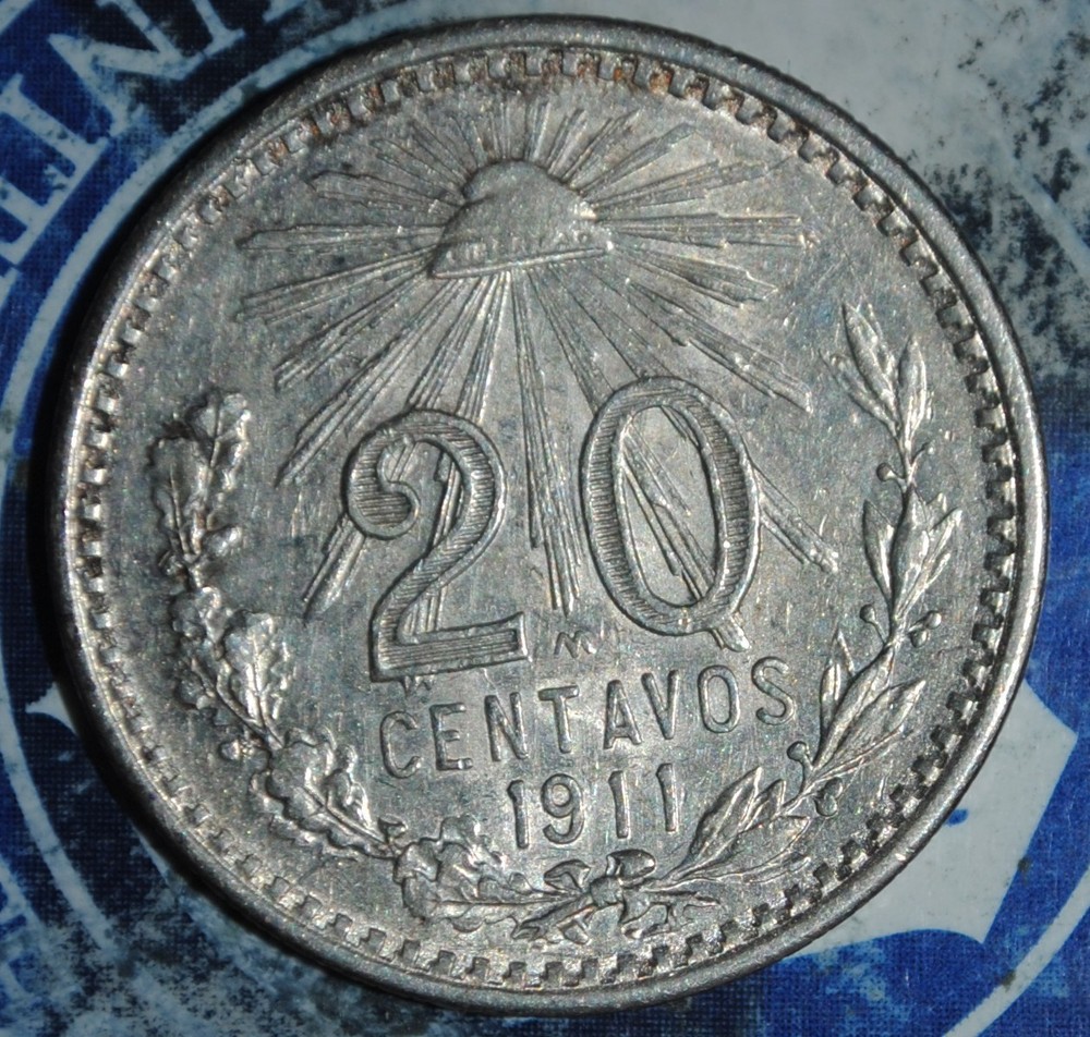 AU MEXICO Silver 20 Centavos 1911 {{{D021