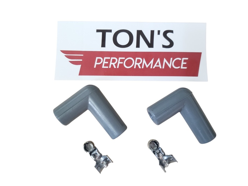 MSD IGNITION 3323 Spark Plug Boots & Terminals Pair 90 Degree Right angle Grey