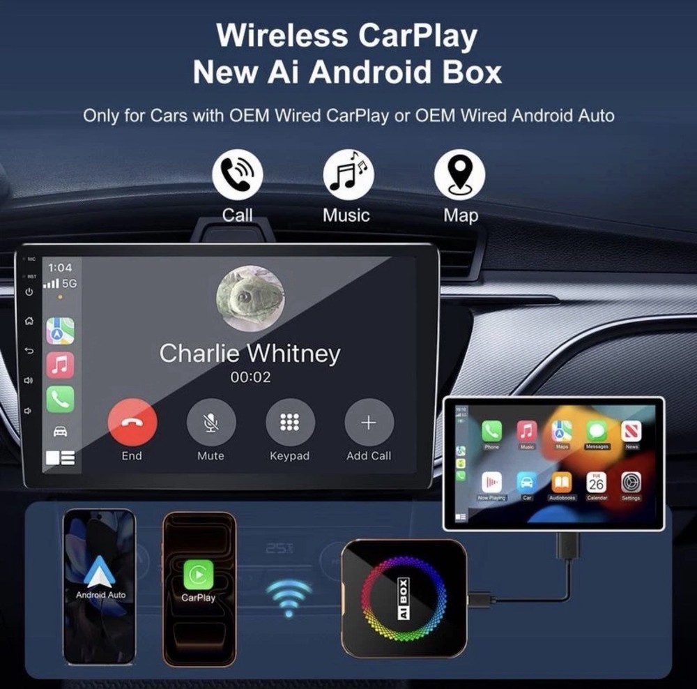 Aimoon Orange Ai Cube Pro Max Wireless Carplay Adapter for Iphone & Android Auto
