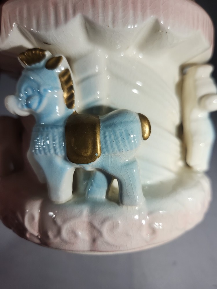 Vintage Rubens Ceramic Carousel Nursery Planter