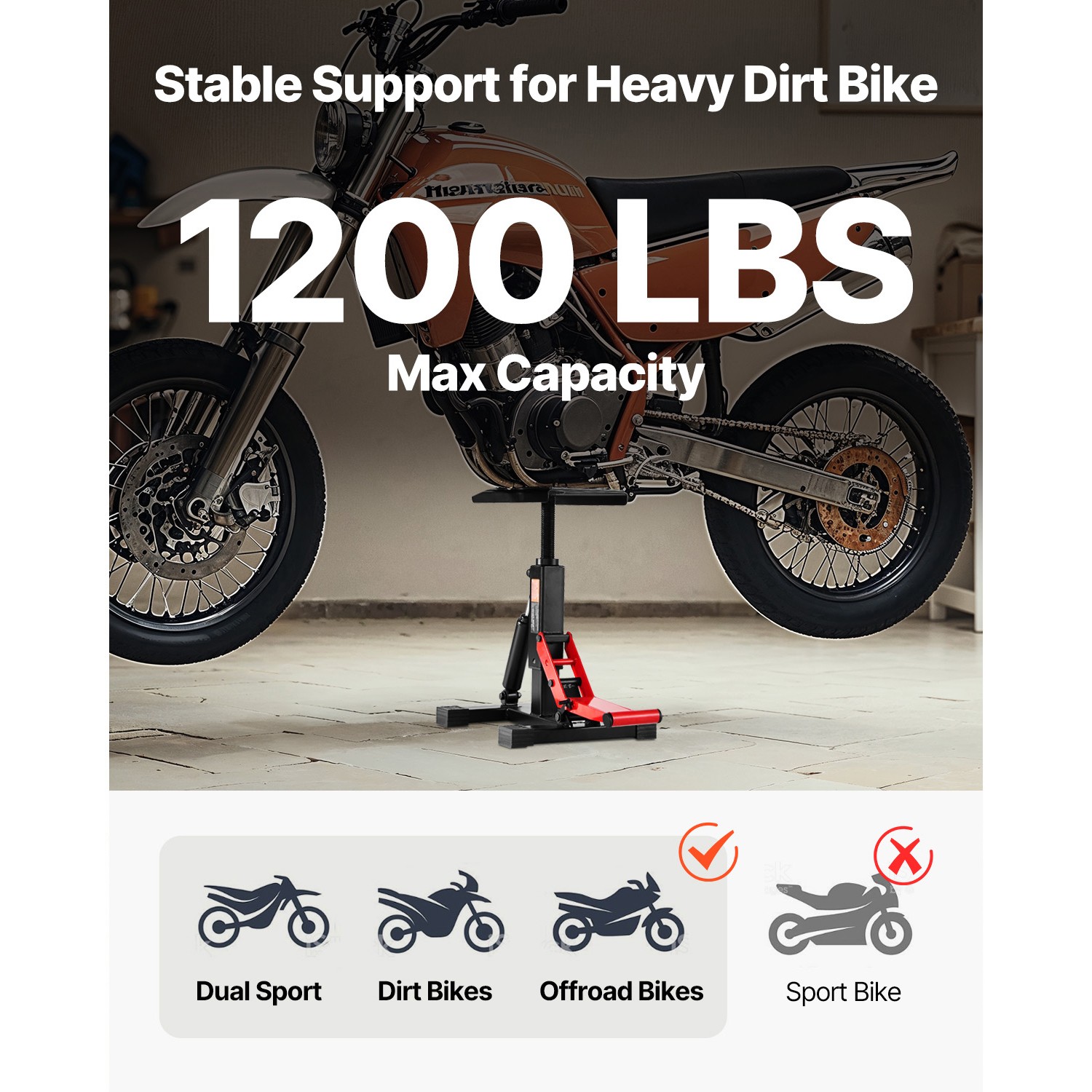 Dirt Bike Lift Stand 440 LBS Adjustable Hydraulic Lift Jack for Motorcycle Hoist