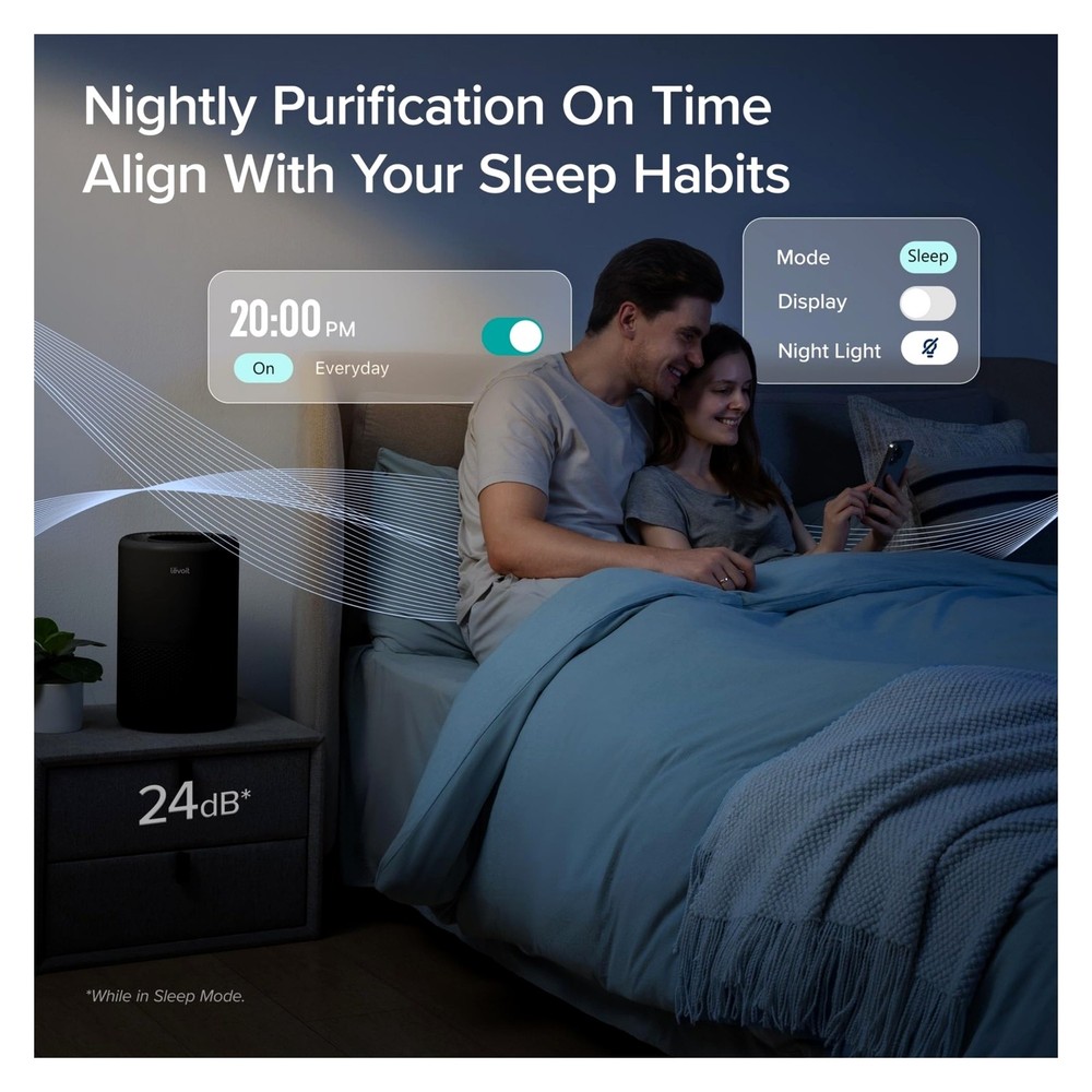 LEVOIT Air Core 200S Purifier Smart Voice Control HEPA Filter BLACK
