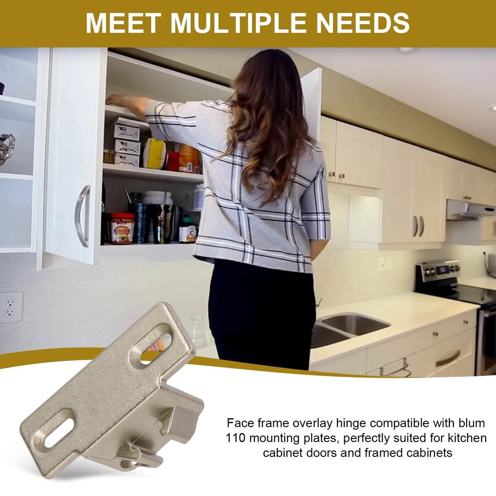 Hinge Mounting Plate Replacement for Blum 1 5/8" Overlay 110 Degree Compact 3...